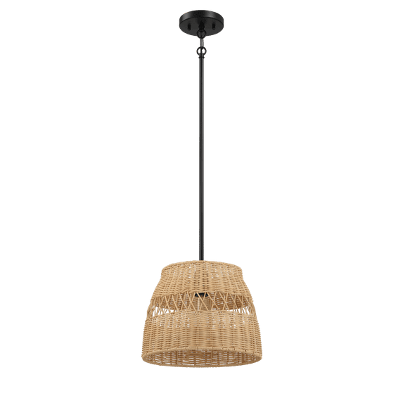 Lighting Fixtures Essence Single Lights Pendant With Rattan Shade Black Metal Finish for Farmhouse Style,Table Lamps