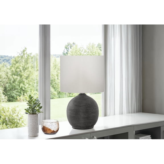 Lighting Fixtures Lighting, 16"h, Black Resin, Ivory / Cream Shade, Contemporary,Table Lamps