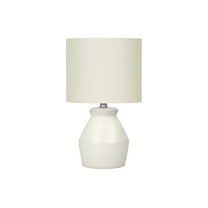 17" Ceramic Table Lamp - Cream Base with Ivory Drum Shade, Modern Bedside Lighting