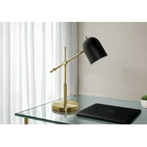 Lighting Fixtures Lighting, 18"h, Brass Metal, Black Shade, Contemporary,Table Lamps