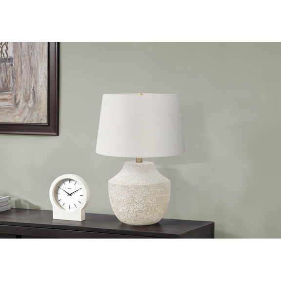 Lighting Fixtures Lighting, 20"h, Table Lamp, Cream Concrete, Ivory / Cream Shade, Modern,Table Lamps