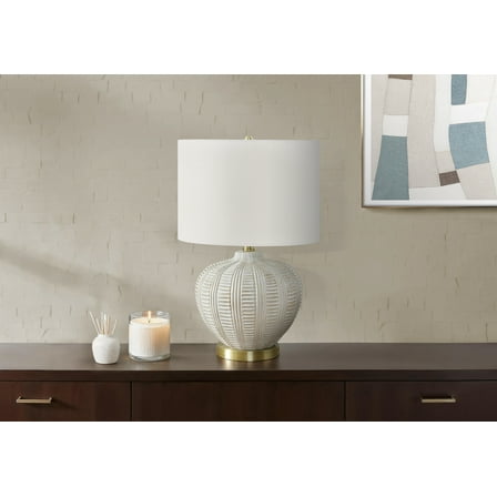 Lighting Fixtures Lighting, 21"h, Table Lamp, Ivory / Cream Shade, Cream Resin, Transitional,Table Lamps