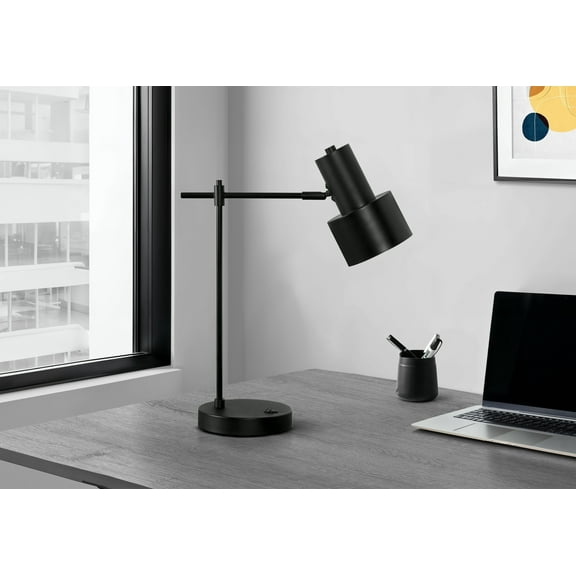 Lighting Fixtures Lighting, 21"h, Table Lamp, Usb Port Included, Black Metal, Black Shade, Modern,Table Lamps