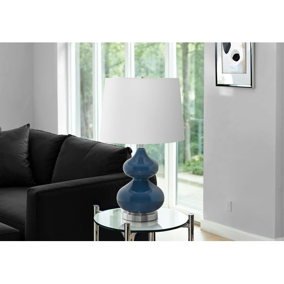 Lighting Fixtures Lighting, 24"h, Blue Glass, Ivory / Cream Shade, Contemporary,Table Lamps