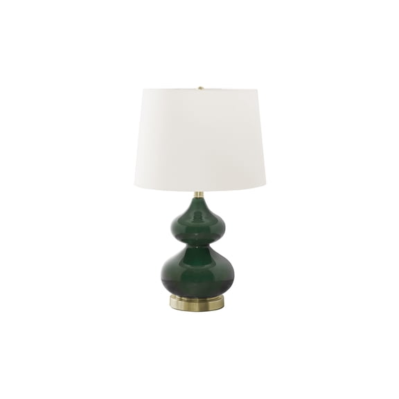24" Green Glass Table Lamp with Ivory Shade - Contemporary Double Gourd Design Lighting