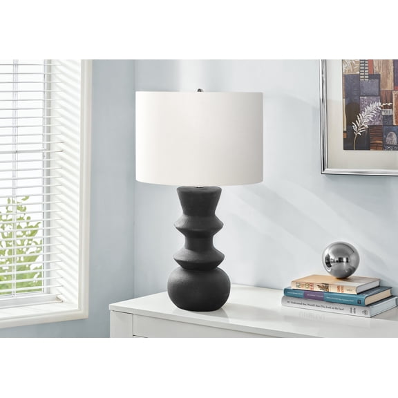 Lighting Fixtures Lighting, 26"h, Black Ceramic, Ivory / Cream Shade, Contemporary,Table Lamps