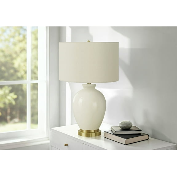 Lighting Fixtures Lighting, 26"h, Table Lamp, Ivory / Cream Shade, Cream Ceramic, Transitional,Table Lamps