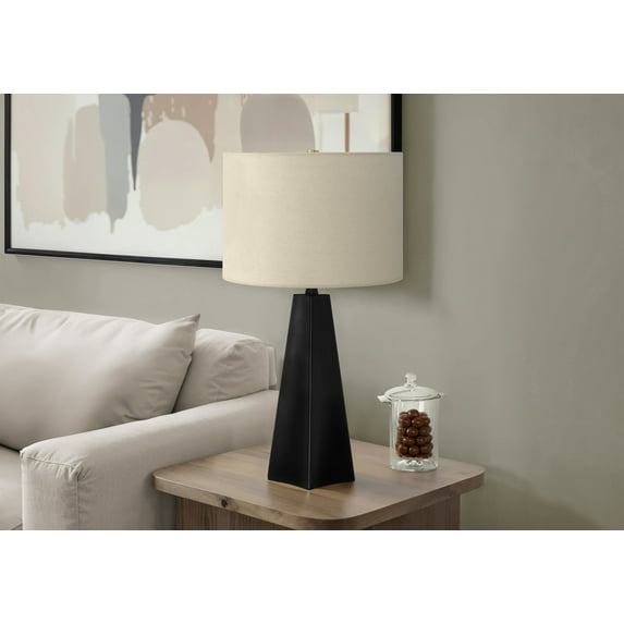 Lighting Fixtures Lighting, 27"h, Table Lamp, Black Resin, Beige Shade, Modern,Table Lamps