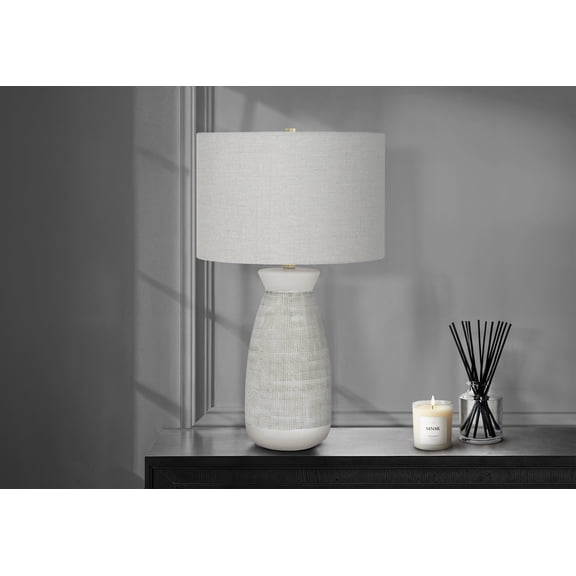 Lighting Fixtures Lighting, 27"h, Table Lamp, Grey Ceramic, Grey Shade, Contemporary,Table Lamps