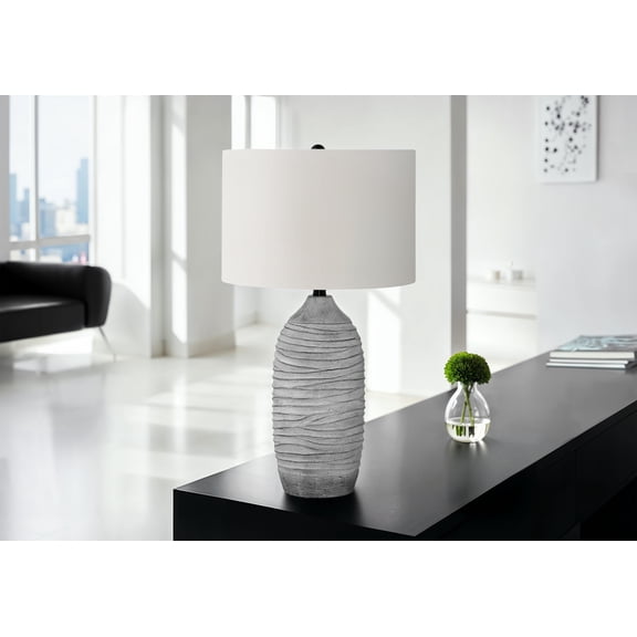 Lighting Fixtures Lighting, 27"h, Table Lamp, Grey Resin, Ivory / Cream Shade, Modern,Table Lamps