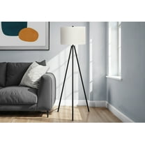Lighting Fixtures Lighting, 63"h, Floor Lamp, Black Metal, Ivory / Cream Shade, Contemporary,Table Lamps