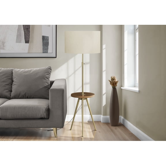 Lighting Fixtures Lighting, Floor Lamp, 63"h, Gold Metal, Ivory / Cream Shade, Contemporary,Table Lamps