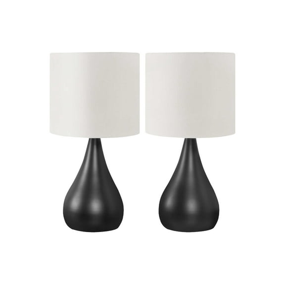 Lighting Fixtures Lighting, Set Of 2, 18"h, Table Lamp, Black Metal, Ivory / Cream Shade, Contemporary,Table Lamps