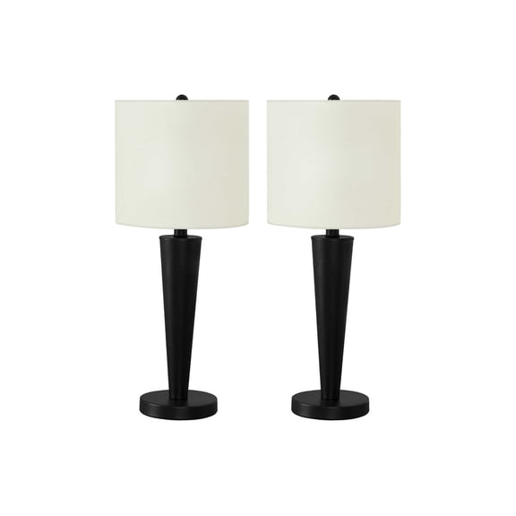 Lighting Fixtures Lighting, Set Of 2, 24"h, Table Lamp, Usb Port Included, Black Metal, Ivory / Cream Shade, Contemporary,Table Lamps