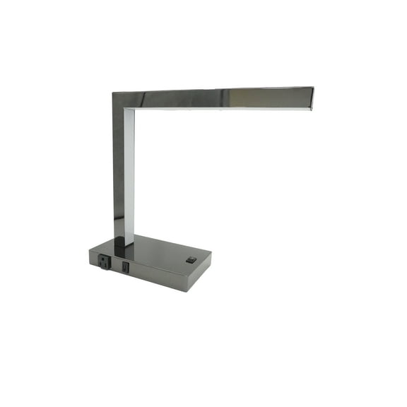 Lighting Fixtures, Modern LED Desk Lamp with USB & Power Outlet, Pewter Table Lamps,Metal Floor Lamps, Lighting, Lighting & Lamps Modern LED Desk Lamp with USB & Power Outlet