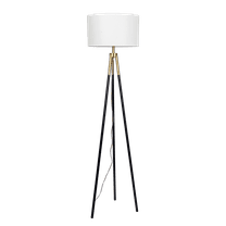 Lighting Fixtures Sway Brassed Gold Floor Lamp with On/Off Switch Triple Legs White Fabric Shade,Table Lamps