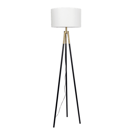 Lighting Fixtures Sway Brassed Gold Floor Lamp with On/Off Switch Triple Legs White Fabric Shade,Table Lamps
