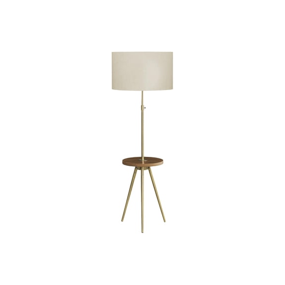Lighting - Floor Lamp - 63"H - Gold Metal - Ivory Shade - Contemporary