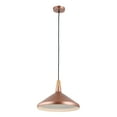 thumbnail image 1 of Lighting IRONCLAD Contemporary-Style 1 Light Matt Rose Gold Ceiling Mini Pendant 15" Wide, 1 of 5