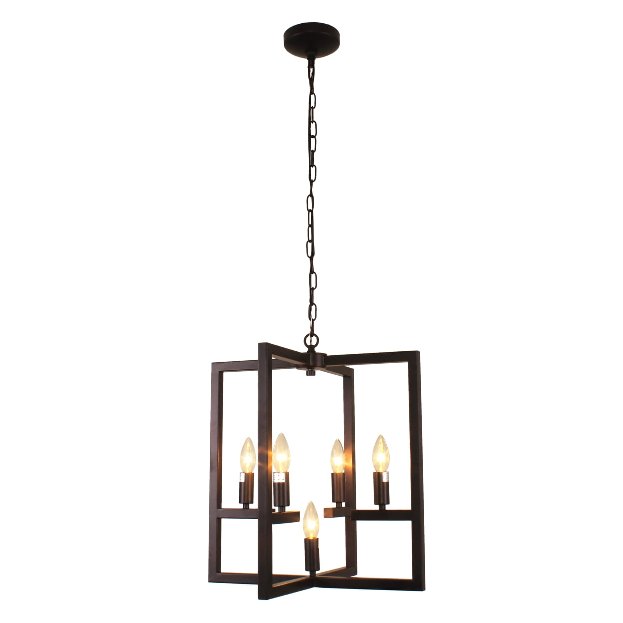 Farmhouse 18" Bronze Glass 5-Light Ceiling Pendant