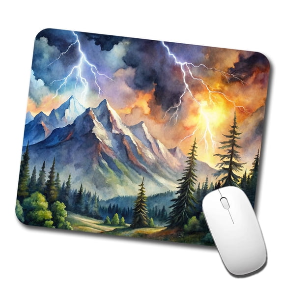 Lighting In The Mountains Watercolor Mouse Pad Low Profile Gaming Mat