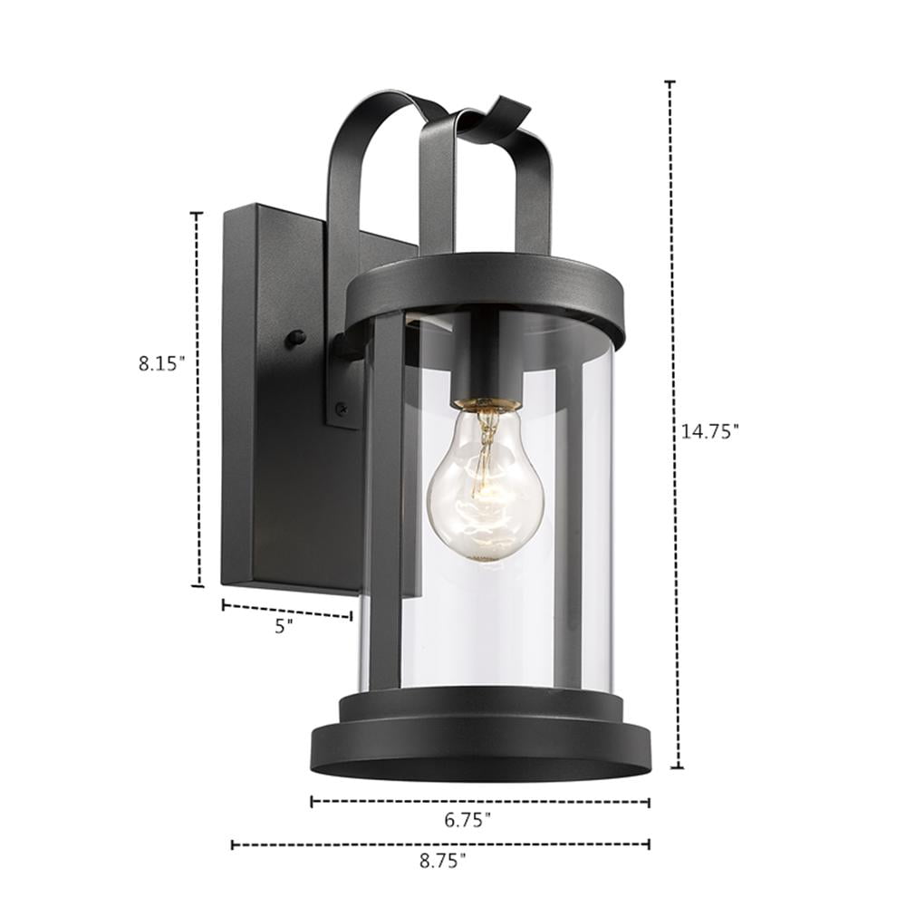 Lighting KASH Transitional 1 Light Textured Black Outdoor Wall Sconce 15" Tall