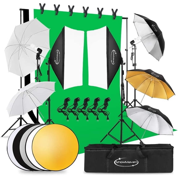 Lighting Kit Photography, 6.5ft x 10ft Background Support System and Umbrellas Softbox Continuous Lighting Kit for Photo Studio Product, Portrait and Video Shoot Photography