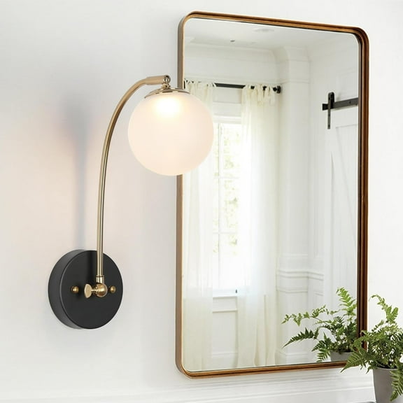 Lighting LED Swing Arm Wall Sconce, Modern Glass Wall Mounted Lamp for Bedroom, Living Room, Bathroom