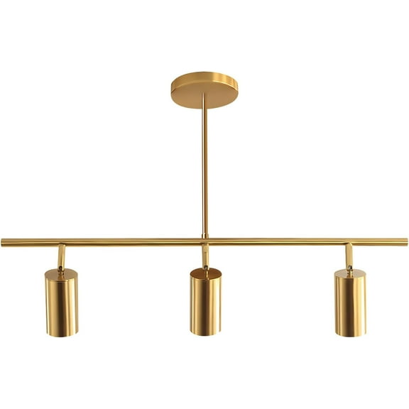 Lighting Linear Pendant Light Ceiling Track Spotlight Gold 3-Light with Rods Adjustable Hanging Fixture for Dining Room Kitchen