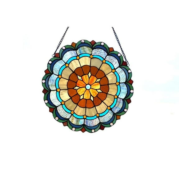 Lighting MINERVA Tiffany-glass Circus Tent 18" Round Window Panel