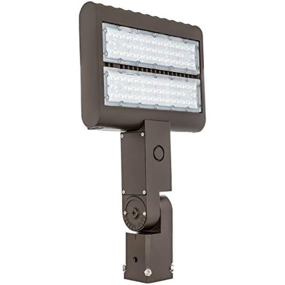 Lighting Outdoor LED Flood Light Fixture Slip Fitter Mount - Shoebox Street Area Parking Pole Security Floodlights - 120-277V - IP65 (100 Watt 3000K Warm White Dark Bronze)$$Tools & Hardware Other