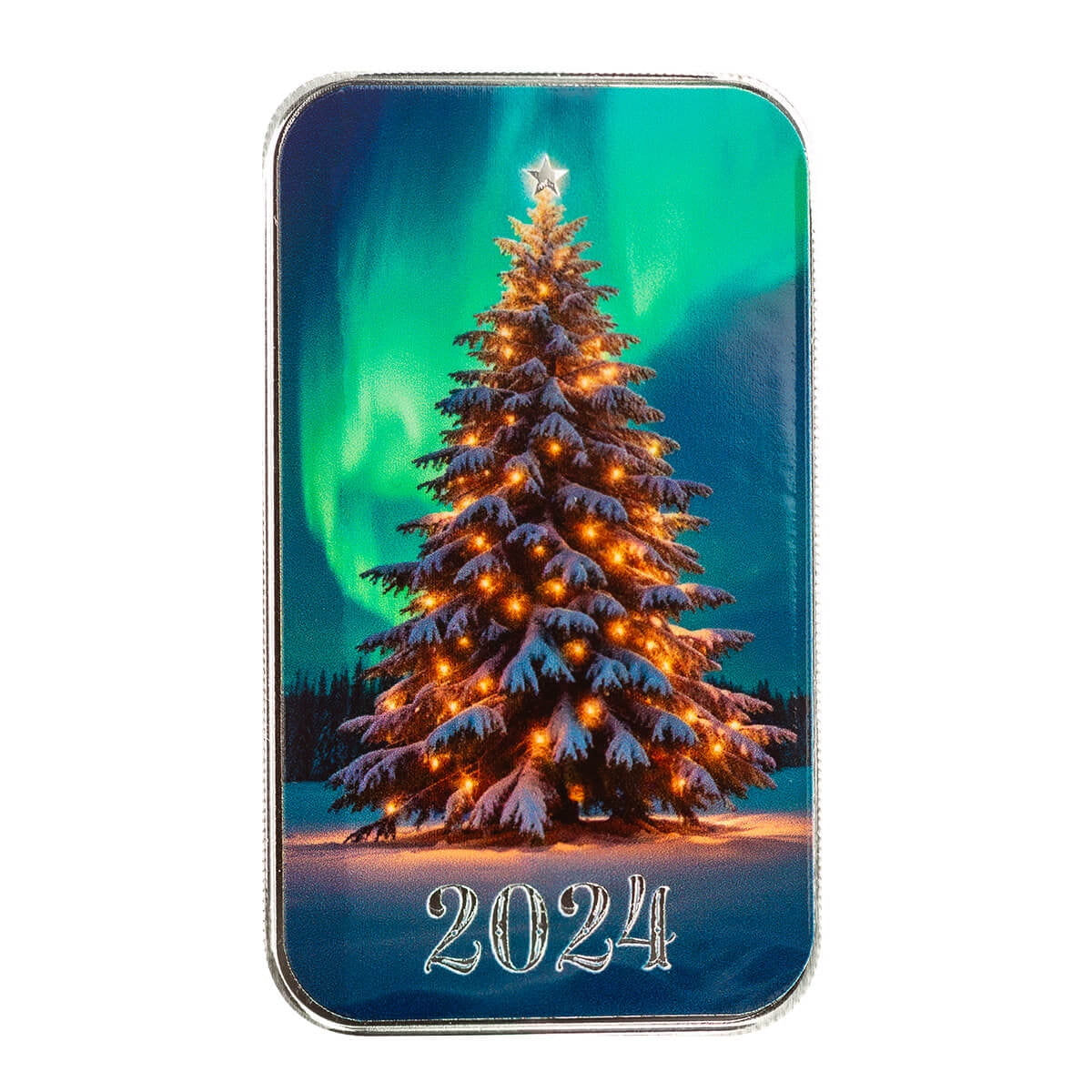 Lighting the Christmas Tree 1 oz Silver Color Bar .999 Fine Silver