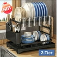 thumbnail image 1 of LightingGo 2 Tier Dish Racks for Kitchen Counter, Dish Drying Rack with Large Capacity Drain Board Set, Cup & Cutting Holder Kitchen Storage Organizers, 1 of 11