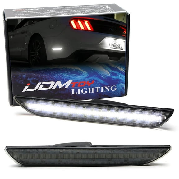 Lightly Dark Lens w/ White Full LED Rear Side Marker Light Kit For 2015-2023 Ford Mustang, Powered by 48-SMD LED, Replace OEM Red Sidemarker Lamps