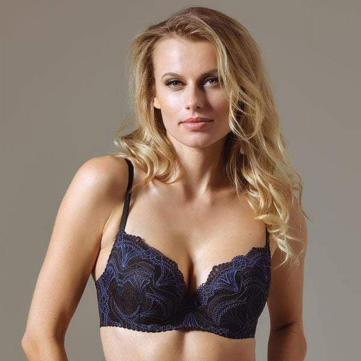 Cacique Bra Size 38DDD Beige with Beautiful Black Lace Overlay Four Hook