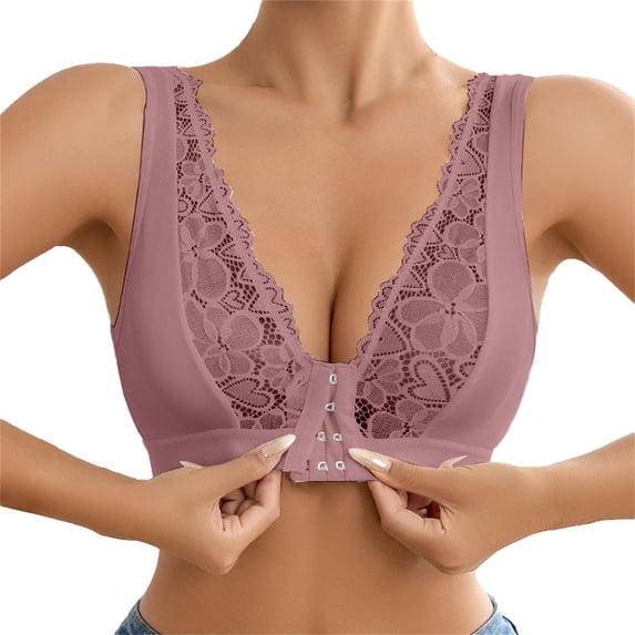 Lightly Padded Bras for Women Basic Back Clasp Bra Sports Wireless Bra Support Back Closure Bra Lift Support Bra Stretchy Relaxed Fit Bra Posture Support Bra Crossover Bra Breathable Bras for Women