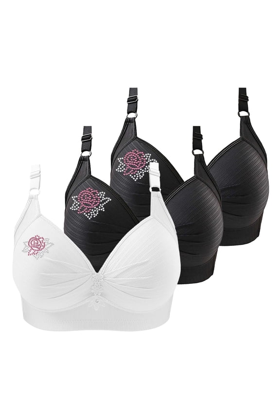 Lightly Padded Bras for Women Front Cross Bras for Women Cotton Bras for Women Plus Size Bra Supportive Bra Wide Band Back Bra Soft Cup Underwire T-shirt Bras Cotton Back Closure Bra