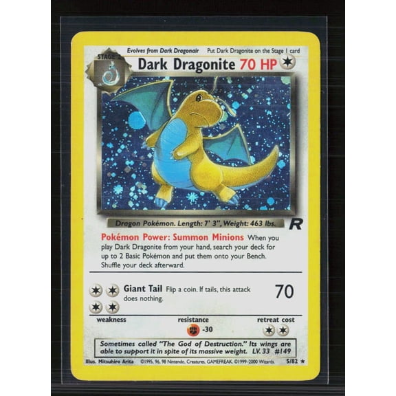 Lightly Played 2000 Team Rocket Dark Dragonite Holo Rare #5/82 English Pokmon Card