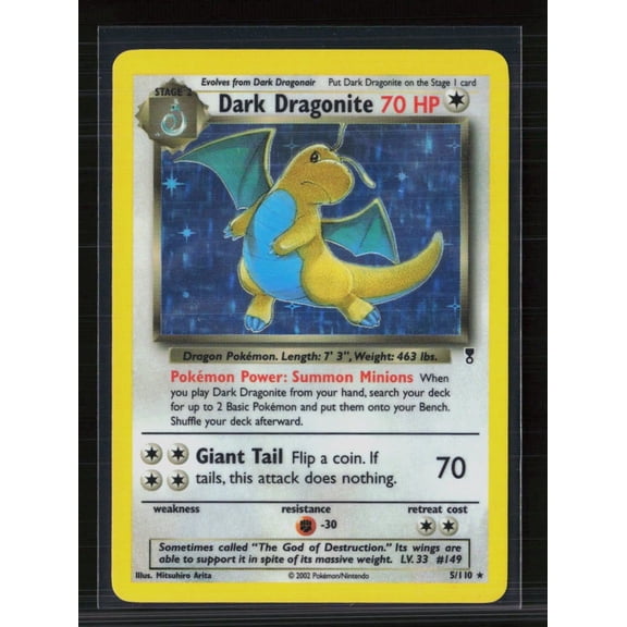 Lightly Played 2002 Legendary Collection Dark Dragonite Holo Rare #5/110 Pokemon Trading Card