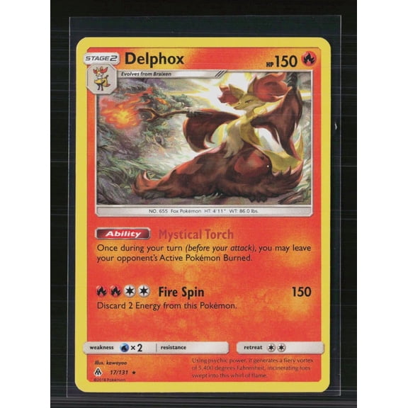 Lightly Played 2018 Pokemon Forbidden Light Delphox Rare #17/131 English Card