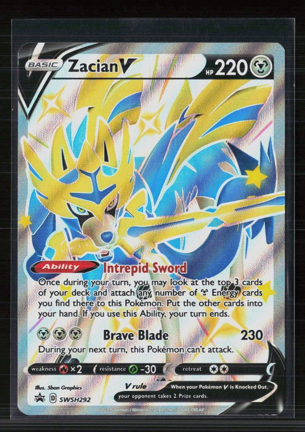 pokemon card zacian v price - - SWSH076 - Black Star Promo - Black & Gold Put the other cards into your hand Zacian V Pokemon Card