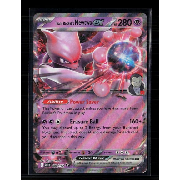 Lightly Played 2025 Pokemon Scarlet & Violet Black Bolt RR Mewtwo EX Holo Double Rare #81/182