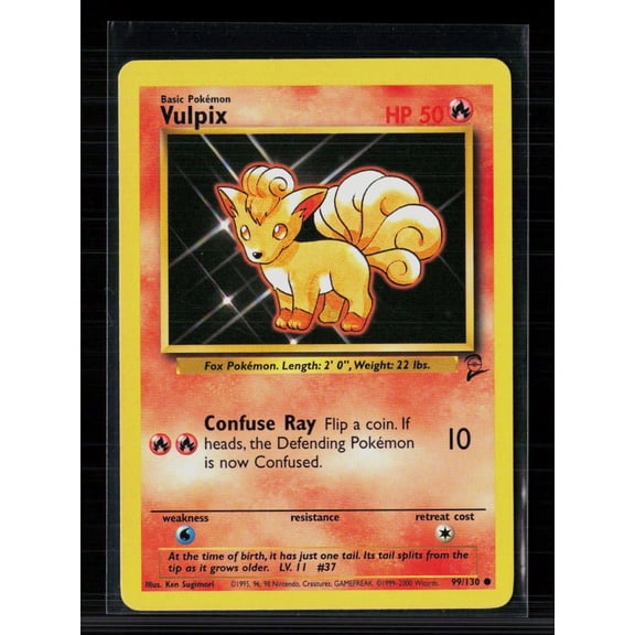 Lightly Played English 2000 Base Set 2 Vulpix #99/130 Pokmon Card by Wizards of the Coast