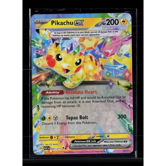 Lightly Played English 2026 Mega Evolution Ascended Heroes Pikachu EX Holo RR #57/217 Trading Card