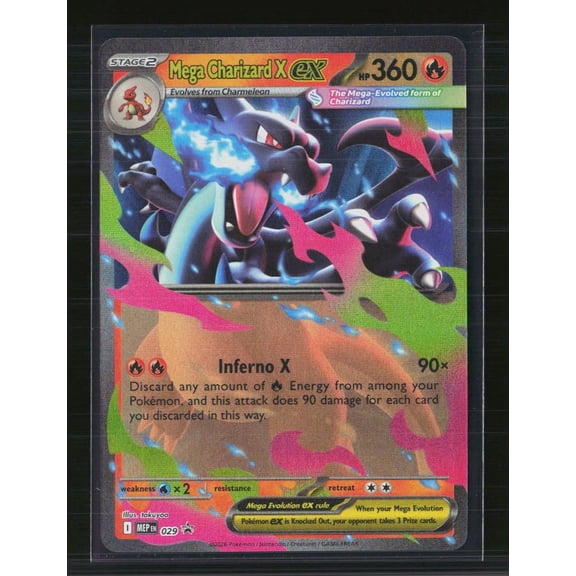 Lightly Played English 2026 Mega Evolution Perfect Order Mega Charizard X EX SAR #029 Holo Trading Card