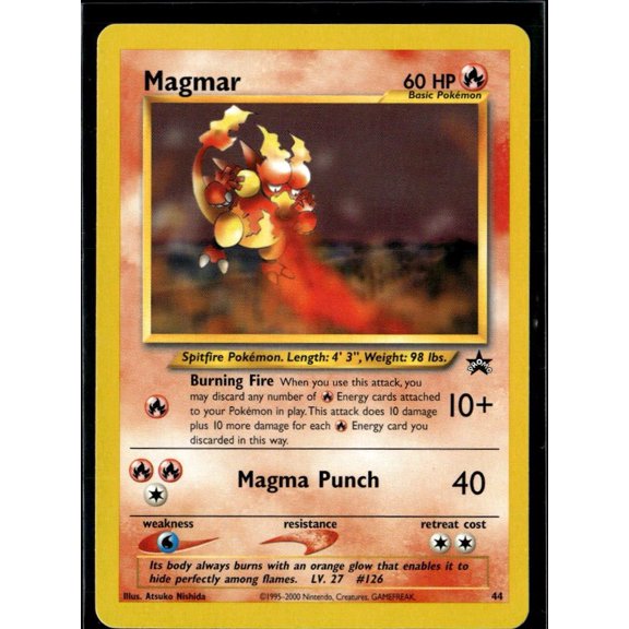 Lightly Played Excellent 2000 Wizards Magmar Black Star Promo #44 English Pokmon Card