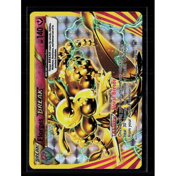 Lightly Played Excellent 2015 BREAKthrough Florges Break Holo Rare #104/162 Pokemon Card (English)