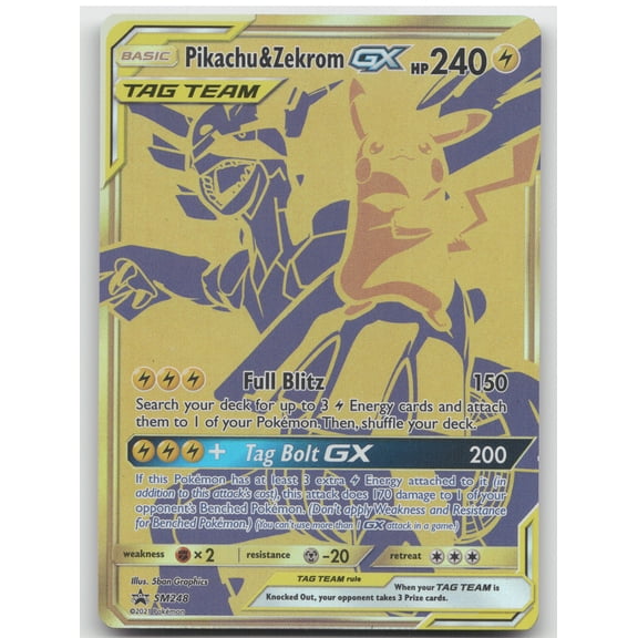 Lightly Played Excellent 2019 Cosmic Eclipse Pikachu & Zekrom GX Black Star Promo SM248 English Pokemon Trading Card