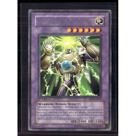 Lightly Played Yu-Gi-Oh! Elemental Hero Thunder Giant Super Rare Duelist Pack 1 DP1-EN011 1st Ed Trading Card