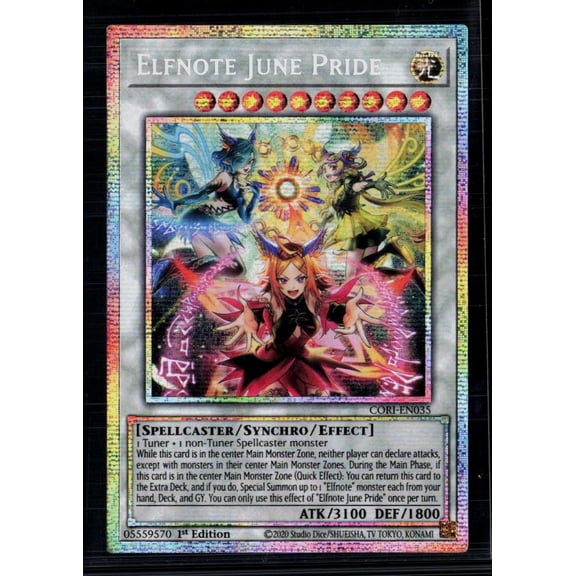 Lightly Played Yu-Gi-Oh! Elfnote June Pride Chaos Origins Starlight CORI-EN035 Prismatic Secret Rare 1st Edition Trading